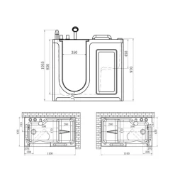Vasca per anziani con sportello apertura a sinistra 110x63x97 cm