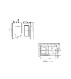 Vasca per anziani con sportello apertura a destra 110x63x97 cm