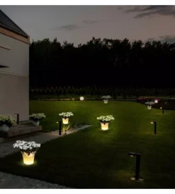 Vaso decorativo da esterno luminoso led rgb 35,5x32,5 cm