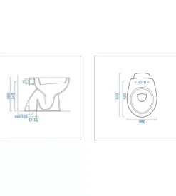 Vaso wc a terra in ceramica bianco "colibri", geberit