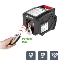 Verricello elettrico telecomandato portata 5000 kg, 300 watt - ribimex.