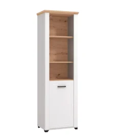 Vetrina "vigo" bianca e quercia, 60,5x41x194,5 cm