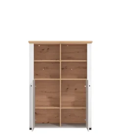 Vetrina "vigo" bianca e quercia, 103,5x41x143 cm