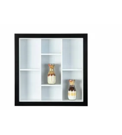 Vetrinetta espositiva bianca e nera, 67x13,7x67 cm