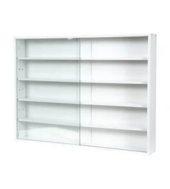 Vetrinetta espositore per collezionismo bellahome bianco con ante in vetro temperato 80x11x60 cm
