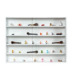 Vetrinetta espositore per collezionismo bellahome bianco con ante in vetro temperato 80x11x60 cm