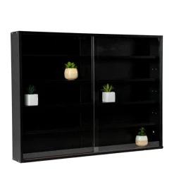 Vetrinetta espositore per collezionismo bellahome nero con ante in vetro temperato 80x11x60 cm