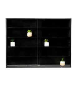 Vetrinetta espositore per collezionismo bellahome nero con ante in vetro temperato 80x11x60 cm