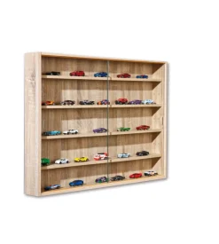 Vetrinetta quercia per collezionismo con ante scorrevoli, 80x9,5x60 cm