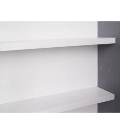 Vetrinetta scaffale in legno grigio con ante in vetro scorrevoli, 80x9,5x60 cm