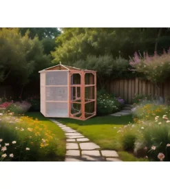 Voliera esagonale da esterno in legno habrita "po h 23" 235x235x238 cm