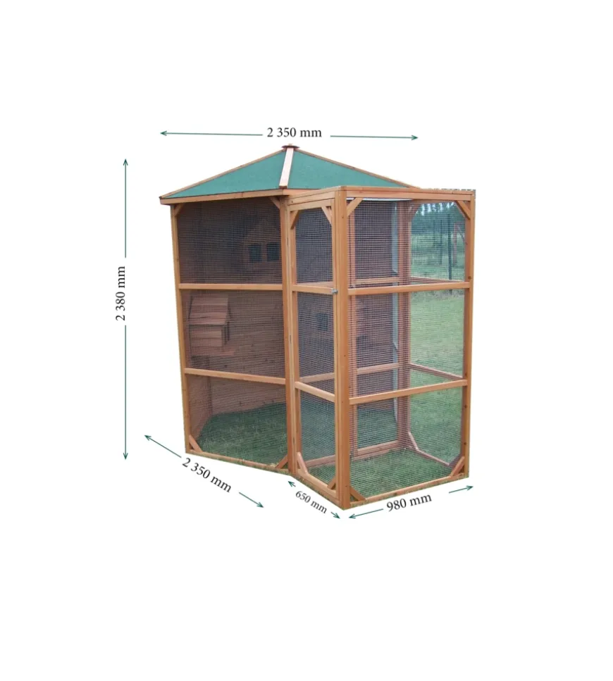 Voliera esagonale da esterno in legno habrita "po h 23" 235x235x238 cm