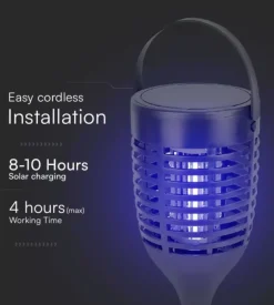 Zanzariera elettrica solare ricaricabile vtac nero 1,3w