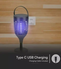 Zanzariera elettrica solare ricaricabile vtac nero 1,3w