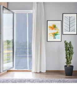 Zanzariera magnetica per portafinestra "easy fix" bianca con chiusura centrale automatica 120x240 cm