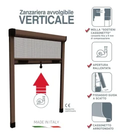 Zanzariera verticale avvolgibile "roto" marrone 80x170 cm