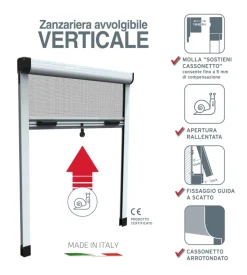 Zanzariera verticale avvolgibile "roto" bianco 120x170 cm